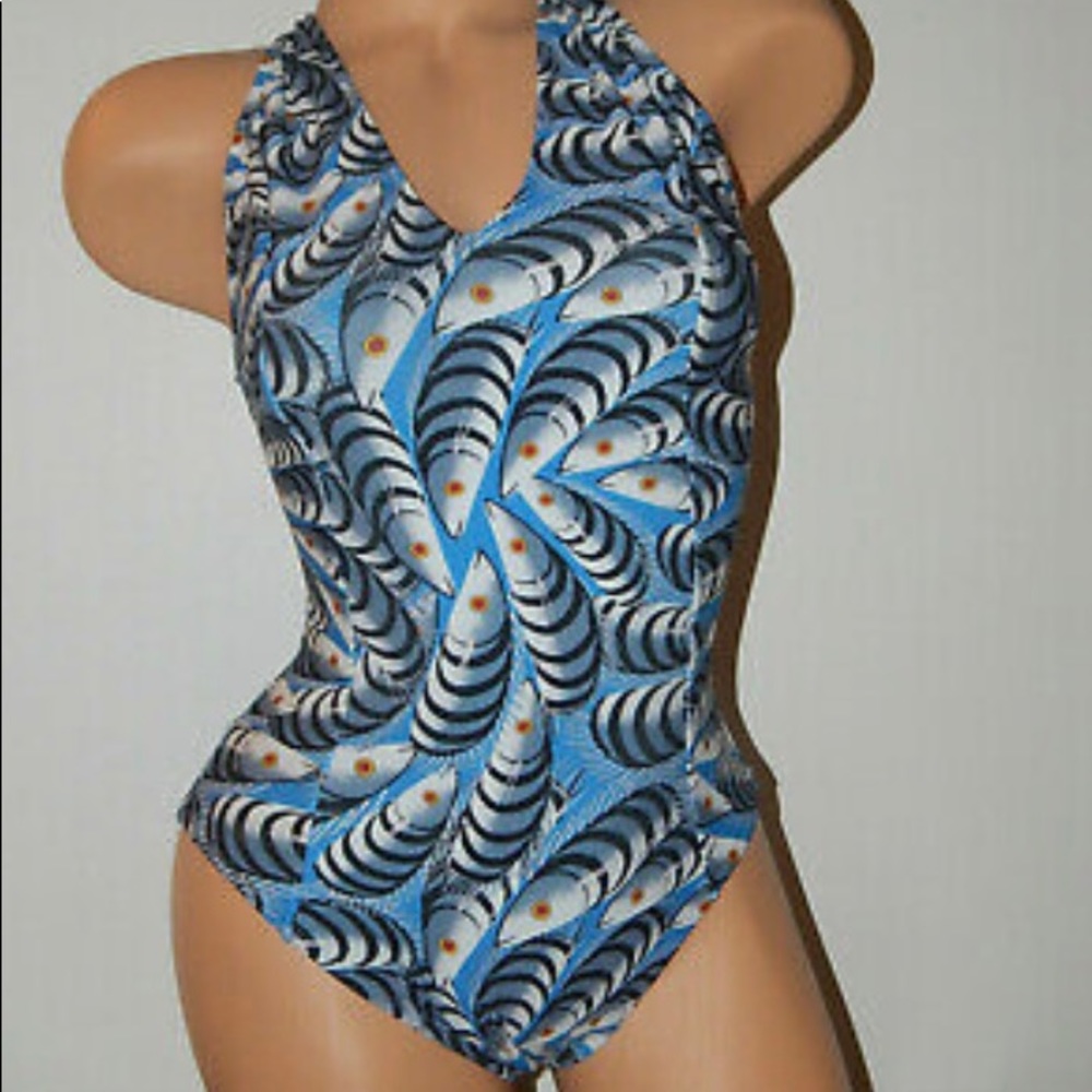 SUPER RARE NWT ONE PIECE SWIMSUIT LENNY BLUE HUES CLASSIC FISH